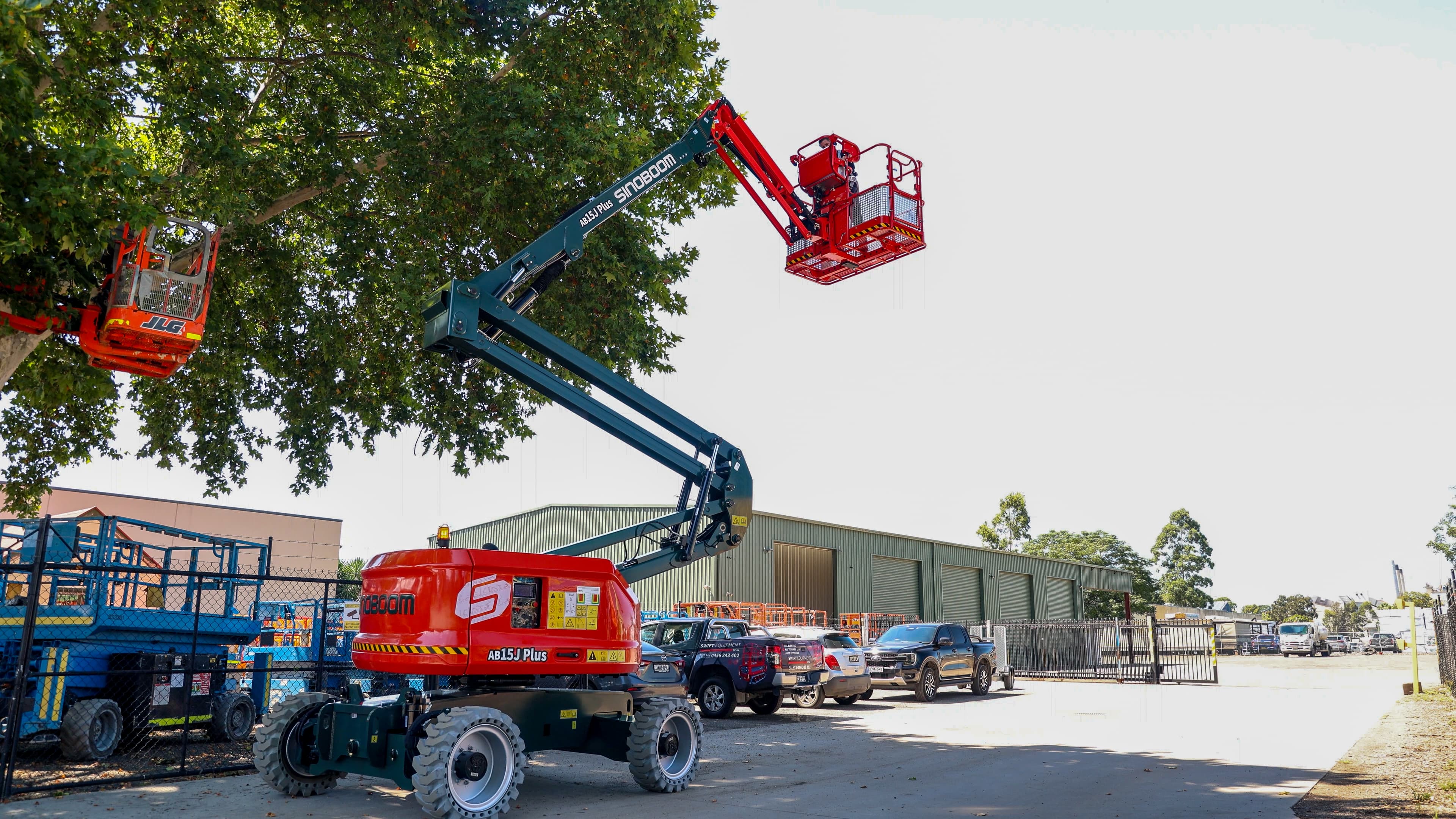 Sinoboom articulating boom lift at the yard
